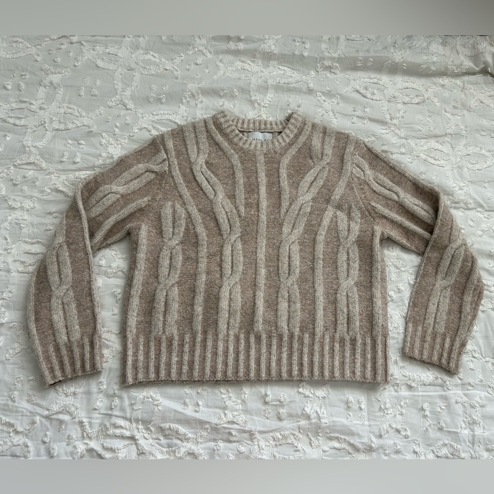 Jason Wu Cable Knit Long Sleeve Sweater
Neutral Brown Beige
Size Large